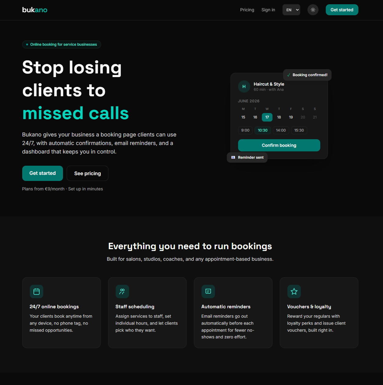 Bukano marketing homepage